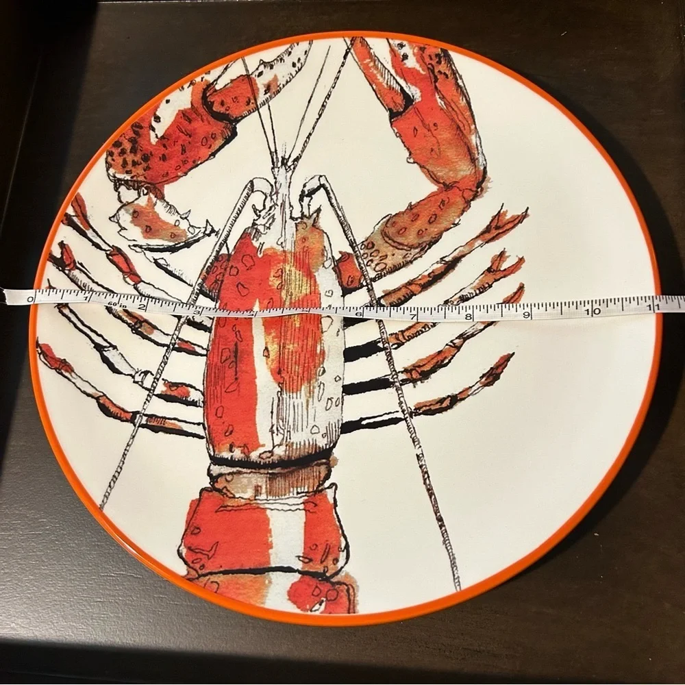 Williams Sonoma 2011 Seafood Boil Plate Dish Lobster white orange black